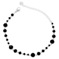 Macro view of silver chain bracelet featuring black cubic zirconia in a prong setting - Platinum Black Zirconia