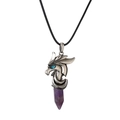 Collana vintage testa di drago con ciondolo in cristallo viola e cordino nero - Ametista Cordino Cerato