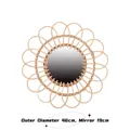 Specchio da parete in rattan a forma di girasole con diametro esterno di 46cm - Specchio da trucco in salice intrecciato stile C 48cm