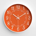 Modern minimalist 12-inch wall clock featuring a vibrant orange dial and white numerals - Orange Red
