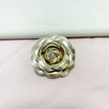Elegant gold PU leather camellia flower brooch pin with vintage minimalist texture - Light Gold