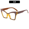Cat eye glasses frame in brown and amber tortoiseshell finish, C4 model variant - Coffee and Orange