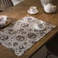 Rectangular linen placemat with vintage hand-drawn food and kitchenware illustrations - 40*60cm / Wine Bottle Illustration