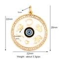 22mm 18K gold plated copper evil eye charm pendant with micro-pave zirconia crystals - Lucky Symbols Mix L296860