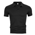 Classic black short sleeve polo shirt in quick-dry fabric shown on invisible mannequin - S / Black