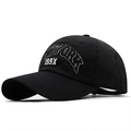 Classic black cotton baseball cap with white NEW YORK 3D embroidery at 45-degree angle - Adjustable / Black