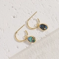 Elegante gouden druppeloorbellen met abalone schelp en zirkonia voor dames - Gouden ovale abalone oorbellen