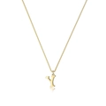Golden stainless steel box chain necklace featuring a minimalist letter Y pendant - Letter-Y / Gold