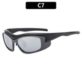 Y2K sporty sunglasses with matte black frames and silver mirror lenses in style C7 - Gray Frame Black Leg / Silver Mirror Lens