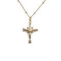 Elegante vergulde koperen kruis ketting voor dames met windstreken en reliëf details - Kompas Karakter Kruis Hanger