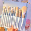 10pcs sky blue makeup brush set with champagne gold ferrules and leather pouch - 10Pcs Blue Bridge (Large Edition) + 10-Hole Insert Bag