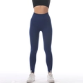 High-waist navy blue yoga leggings with tummy control for athletic women - Dark Blue