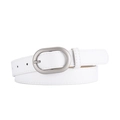 Weißer PU-Ledergürtel für Damen mit polierter silberner Oval-Schnalle im schlanken Design - Weiß