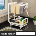 White metal kitchen sink organizer with cloth hanger and sponge basket 215x130x260mm - Upgraded Thickened Countertop With Hooks / White