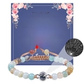 Bracelet de projection avec perles en pierre naturelle et carte cadeau I Love You - À ma nièce / Bleu Amazonite