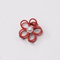 Elegant matte red flower hair claw clip with a white pearl center for women - Red (Matte Paint)