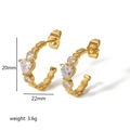 Goldene herzförmige Edelstahl-Creolen mit klaren Kristallen und 20mm Größenangaben - Gold (TE6218-G)