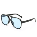 Fashionable oversized aviator sunglasses with black frame and light blue lenses - Black Frame Blue Lens