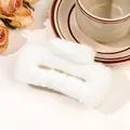 Detail of white plush hair claw clip featuring soft faux fur texture and rectangle design - 11cm Square Plush Claw - White
