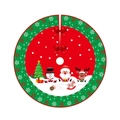 Jupe de sapin de Noël rouge avec motifs Père Noël et renne et bordures vertes festives - Motif de Boîte Cadeau de Dessin Animé à Bord Rouge (03) / 120cm