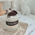 Dessert-style soy candle with oreo cookie and chocolate stick toppers in glass cup - Oreo Style Cookie - Chocolate Scent