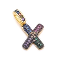 Gold letter X pendant charm with colorful zircon stones for DIY jewelry making - Letter: X