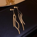 Pendientes largos dorados con flecos elegantes de cadena de serpiente metálica - 31# Pin de plata - Dorado