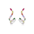 Orecchini a serpente in argento S925 con zirconi colorati taglio marquise eleganti - Platino [Pietre Colorate] / Argento