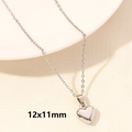 Polished silver heart pendant necklace in 12x11mm size with fine O-chain link - Smooth Mini Heart / 12x11mm / Silver