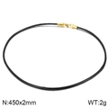 Black waxed cord necklace with 450mm length and gold-plated stainless steel clasp - Black Wax Rope with Gold Clasp (KN201951-Z)
