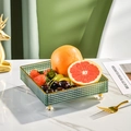 Emerald green square candy dish with textured glass finish and crystal ball feet - Square Tray Green