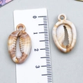 Golden natural shell pendant pair 2.5cm with marble texture and hanging loop for DIY jewelry - Cream Acrylic Ocean Conch 24x14x5mm (23600)