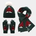 Set natalizio per bambini con berretto sciarpa e guanti touch e motivi festivi - Bambini 52-56cm / Verde
