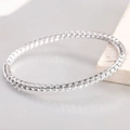 Minimalist 5mm silver stainless steel beaded bracelet with faceted ball texture on marble - Steel