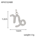 Silver Capricorn zodiac pendant with sparkling CNC pavé crystals for DIY jewelry making - Steel Color Capricorn (Inlaid)