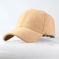 Detailed texture of khaki faux suede baseball cap with a minimalist plain finish - Light Khaki