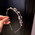Diadema de estrella plateada elegante con perlas y pedrería para mujer, accesorio de pelo - Cielo Estrellado Dorado