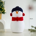 Peluche bonhomme de neige 34cm avec bonnet bleu foncé et écharpe rouge pour Noël - 34cm / Bonhomme de neige à chapeau noir de Noël [Moyen]