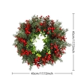 Green Christmas wreath with red berries and bow, diameter 45cm 17.72inch - 45cm-No Bow Berry Style