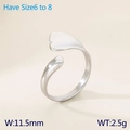 Silver geometric irregular heart open ring in stainless steel, size 6 to 8 - US 6 / Heart Wrap Open Style (KR111696-GC) / Steel