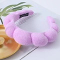 Soft light purple sponge headband with plush towel fabric and handmade black label detail - Purple (11# Sponge Headband)