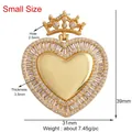 Golden heart crown charm with zircon stones and dimensions 39mm by 31mm on white background - Gold-Heart Crown Pendant