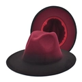 Detail of burgundy and black gradient wool fedora hat with a classic jazz brim design - M (56-58cm) / Wine Red + Black