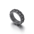 Anillo de calavera punk gótico en acero inoxidable plateado vintage para hombre hip hop - US 8 / Negro Vintage