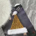 Sparkling gold sequined Christmas hat with white plush trim for festive party decor - 31*47cm / Gold