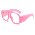 Überdimensionale, leuchtend rosa modische Brille mit dickem Rahmen und klaren Gläsern - Rosa