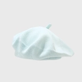 Detailed knit texture of light blue cotton beret hat with a soft mesh surface - One Size / Light Blue