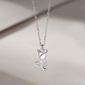 Collana con pendente a rosa in argento sterling 925 con intarsi in zircone bianco - Argento 925 / Collana a Rosa da Donna