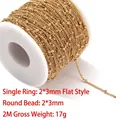 14k gold plated stainless steel satellite chain with 2x3mm beads for DIY jewelry making - Twist Chain (E312) / 2*3mm (2 Meters/Pack) / Gold