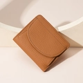 Cartera de mujer en cuero marrón con grano litchi y protección RFID de alta calidad - Marrón
